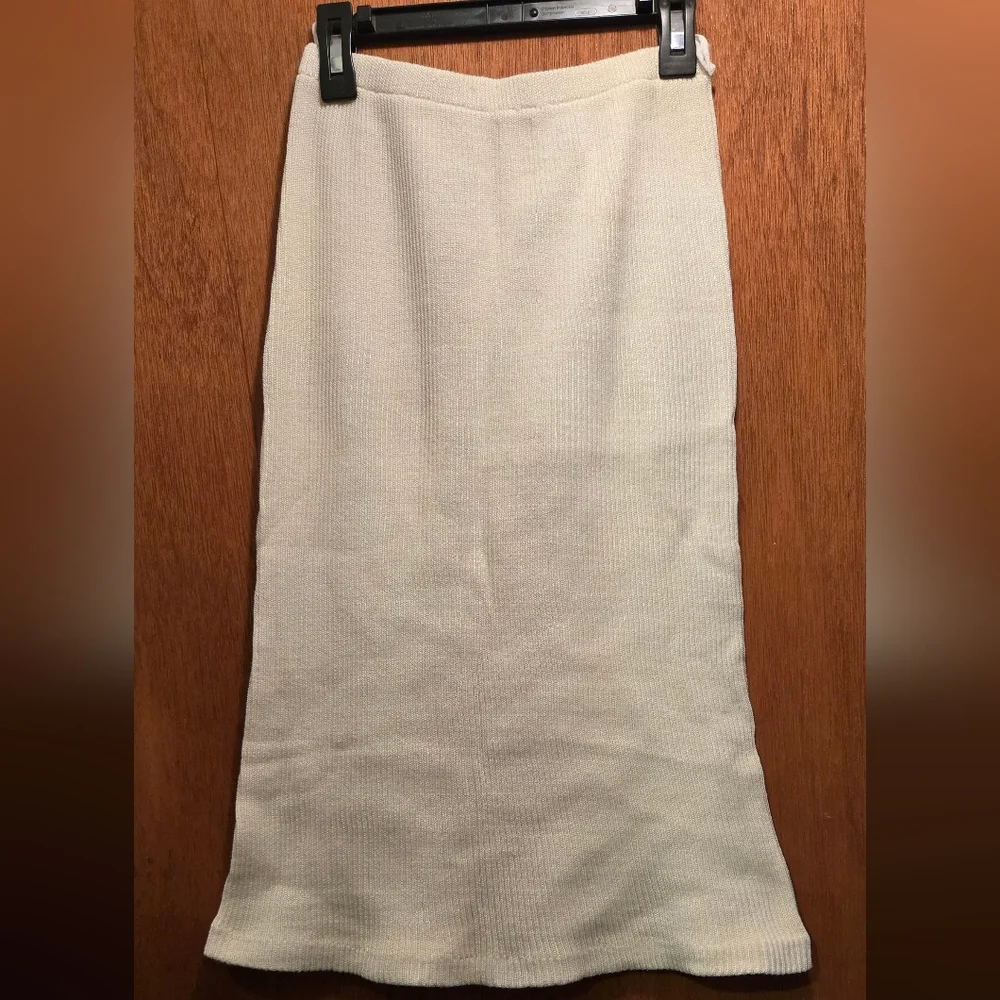 Judy Knapp beautiful white sparkling knit sweater skirts szM/S - Picture 2 of 5